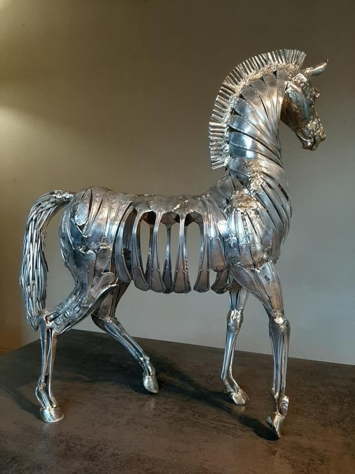 Silverware Horse Sculpture