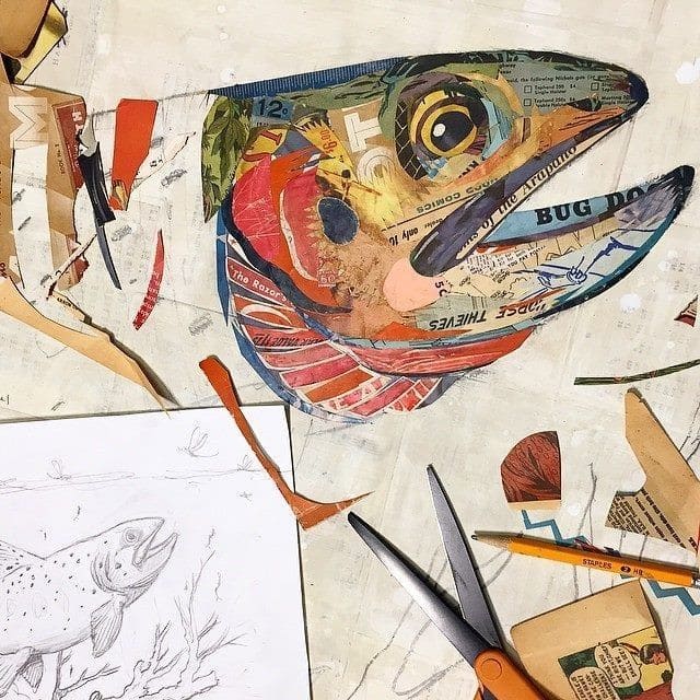 Magazine Cutout Fish Collage