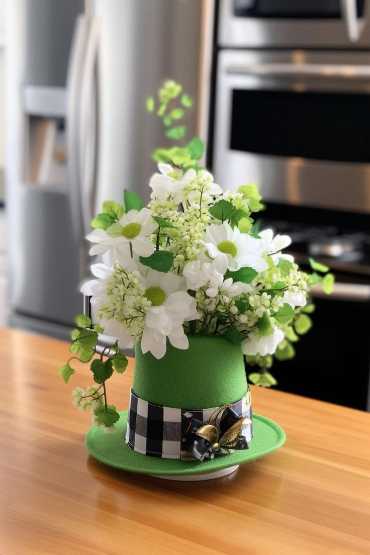 Whimsical Leprechaun Hat Floral Centerpiece