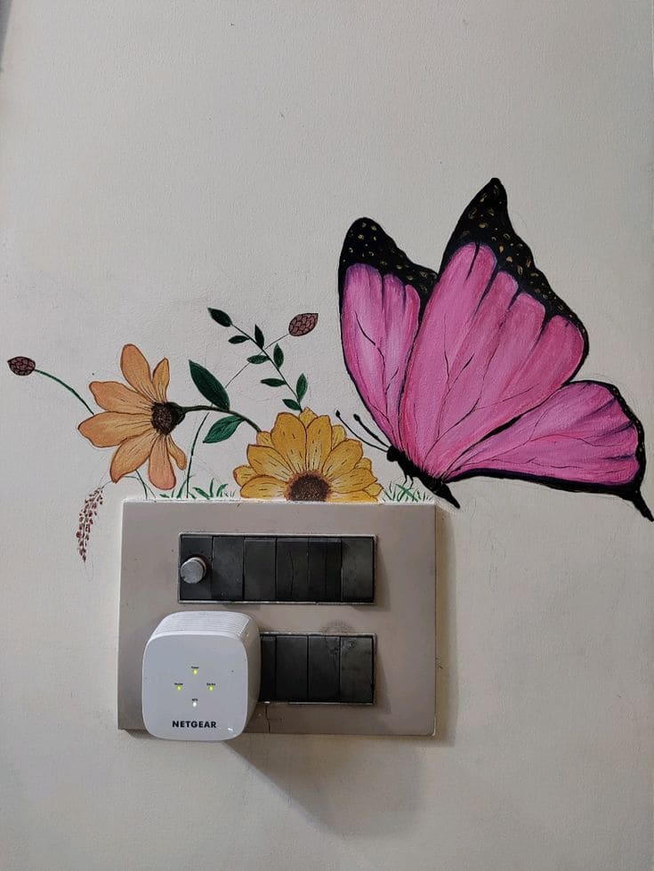 Elegant Butterfly and Floral Switchboard Art