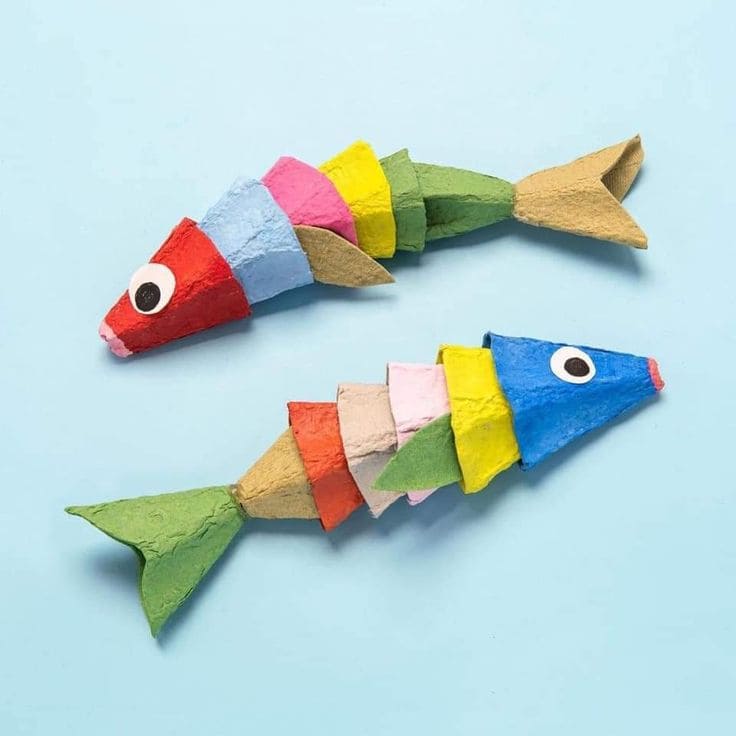 Egg Carton Colorful Fish Craft