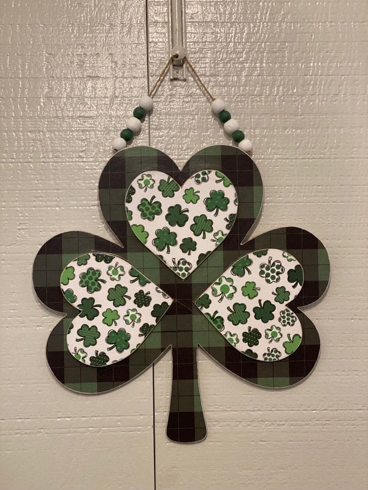 Charming Plaid Shamrock Wall Hanging