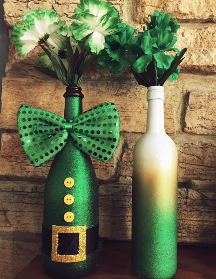 Vibrant Glittery Leprechaun Bottle Beauties
