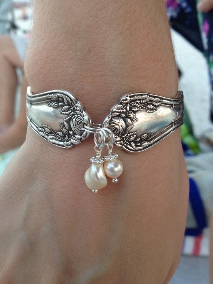 Vintage Spoon Bracelet with Pearl Charms