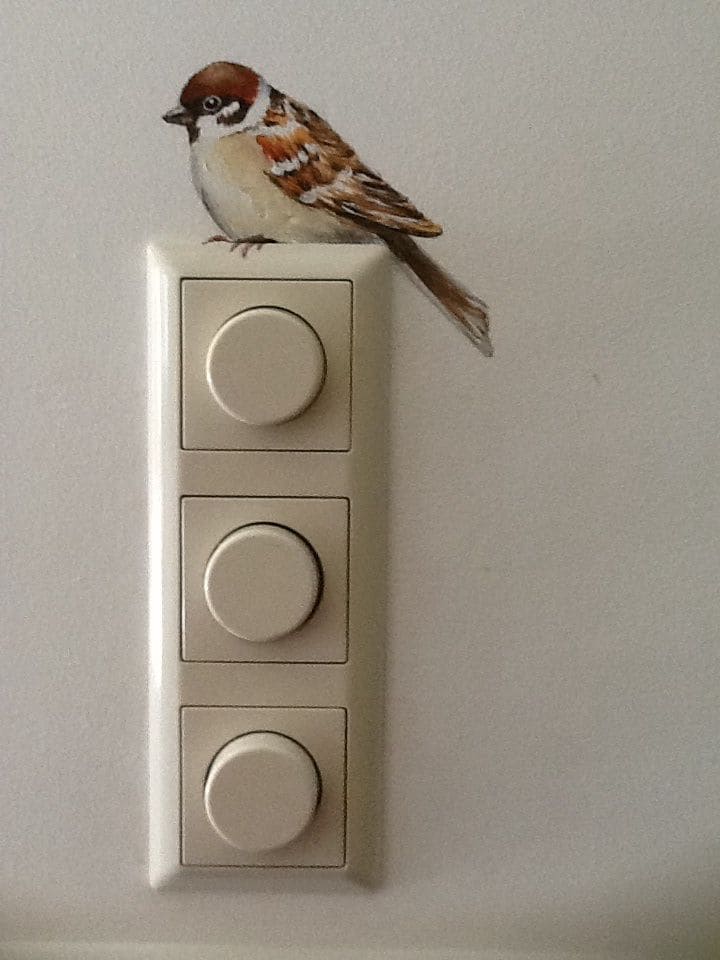 Charming Sparrow Perch Switchboard Art
