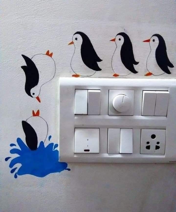 Adorable Penguin Dive Switchboard Art