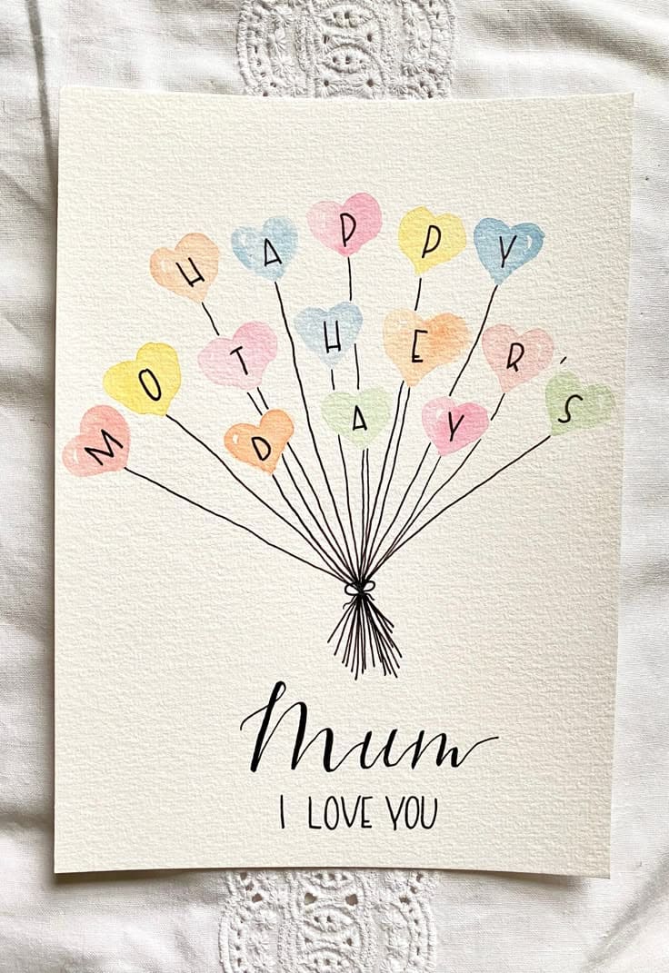 Charming Heart Balloon Card for Mom