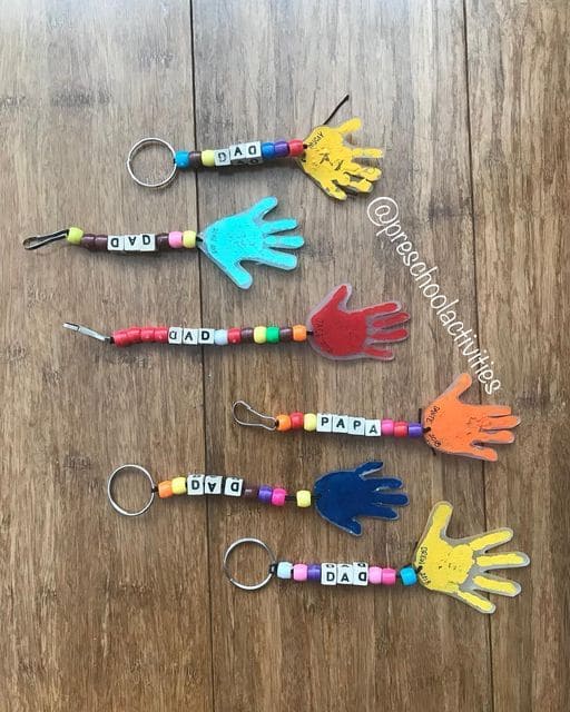 DIY Mini Handprint Bead Keychains for Dad