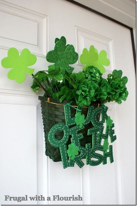 Rustic Basket Luck Irish Bloom Wreath