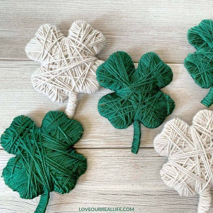 Cozy St. Patricks Day Yarn Clover Craft