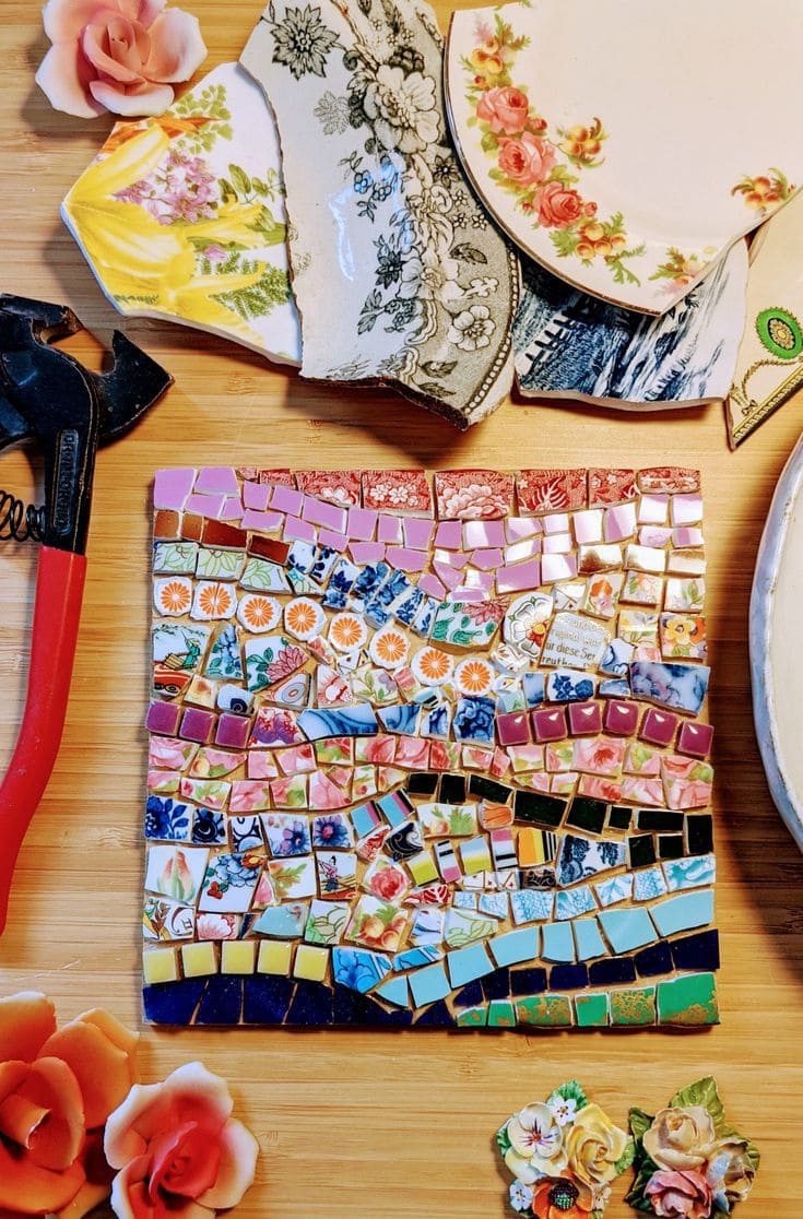 Vibrant Mosaic Tile Artwork Creation