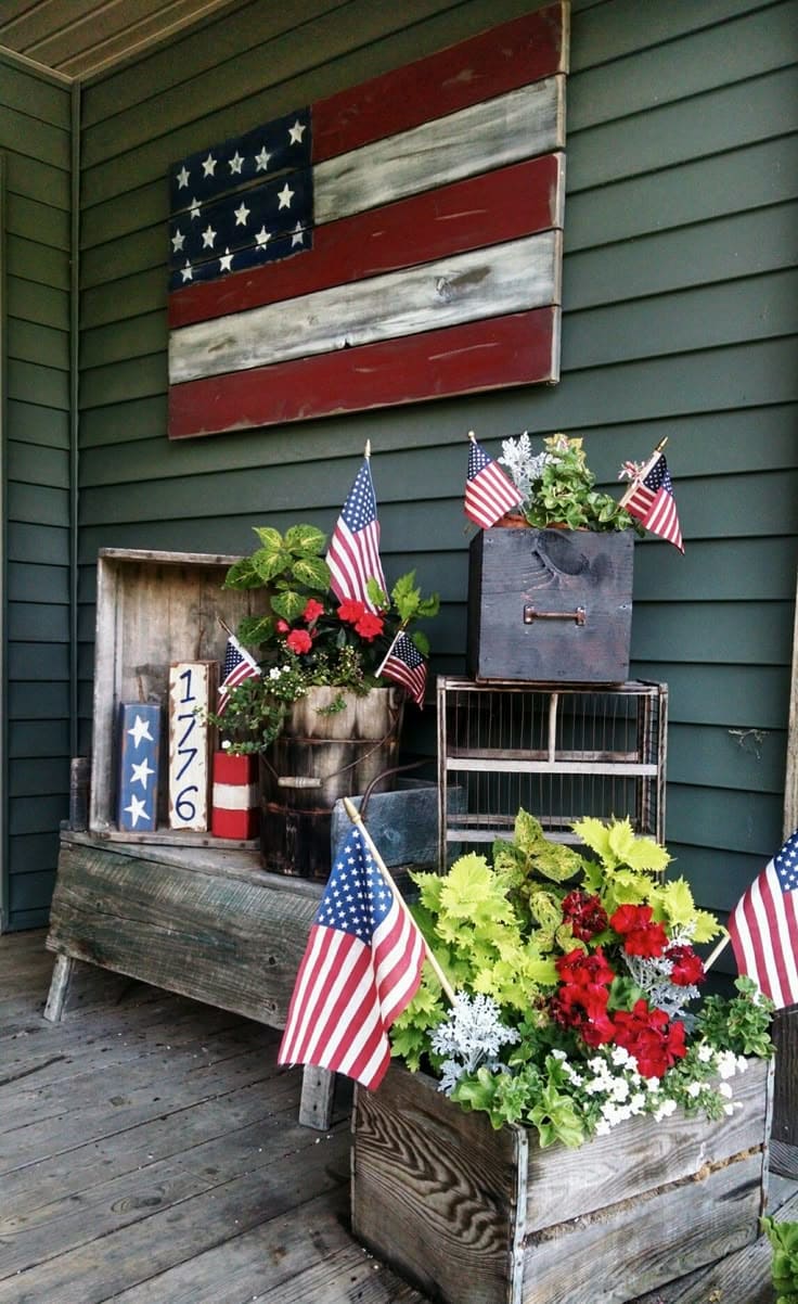 Rustic Patriotic Porch Display
