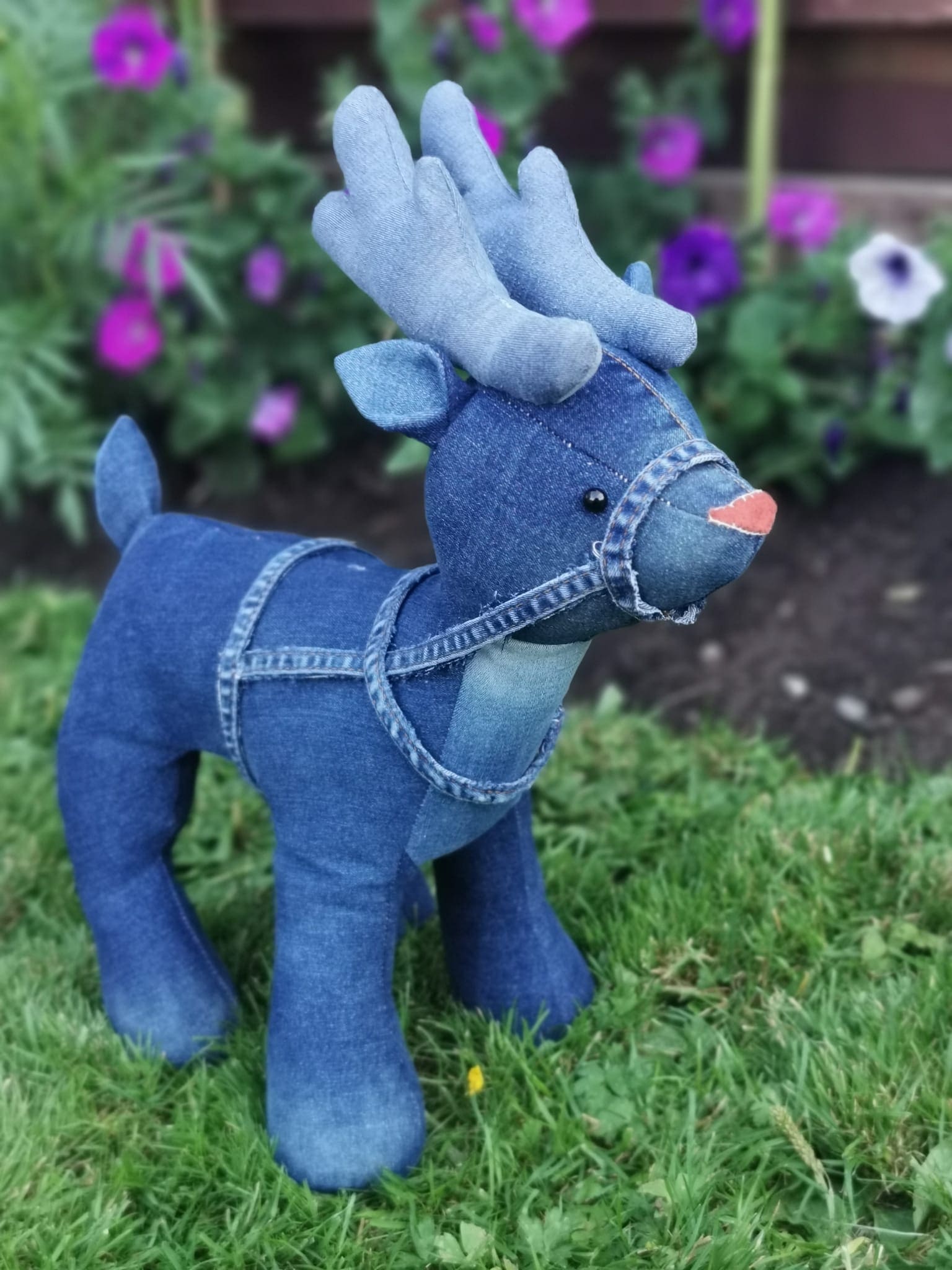 Denim Patchwork Reindeer Decoration