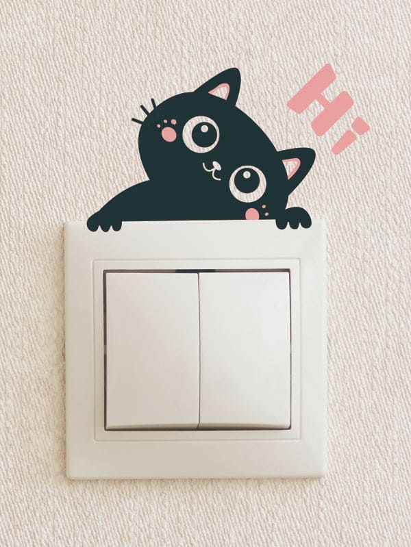 Adorable Cat Peek Switchboard Art