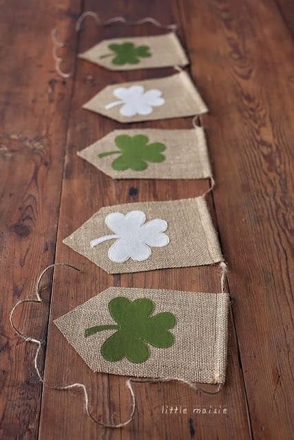 Rustic Burlap Shamrock Banner for Lucky Vibes