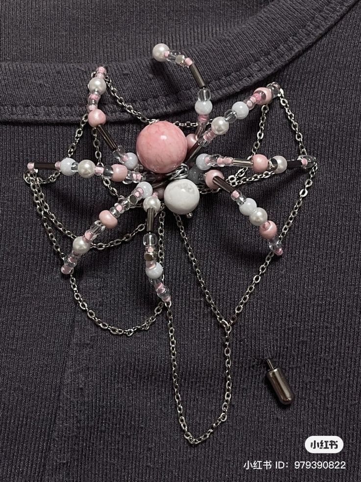 Elegant Beaded Spider Brooch Creation