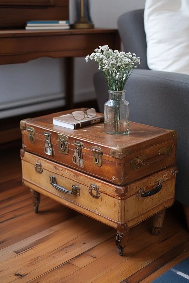 Charming Stacked Suitcase Table