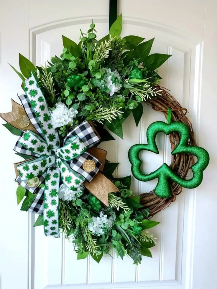 Vibrant Green Shamrock Extravaganza Wreath