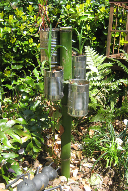 Upcycled Tin Can Planter Pole