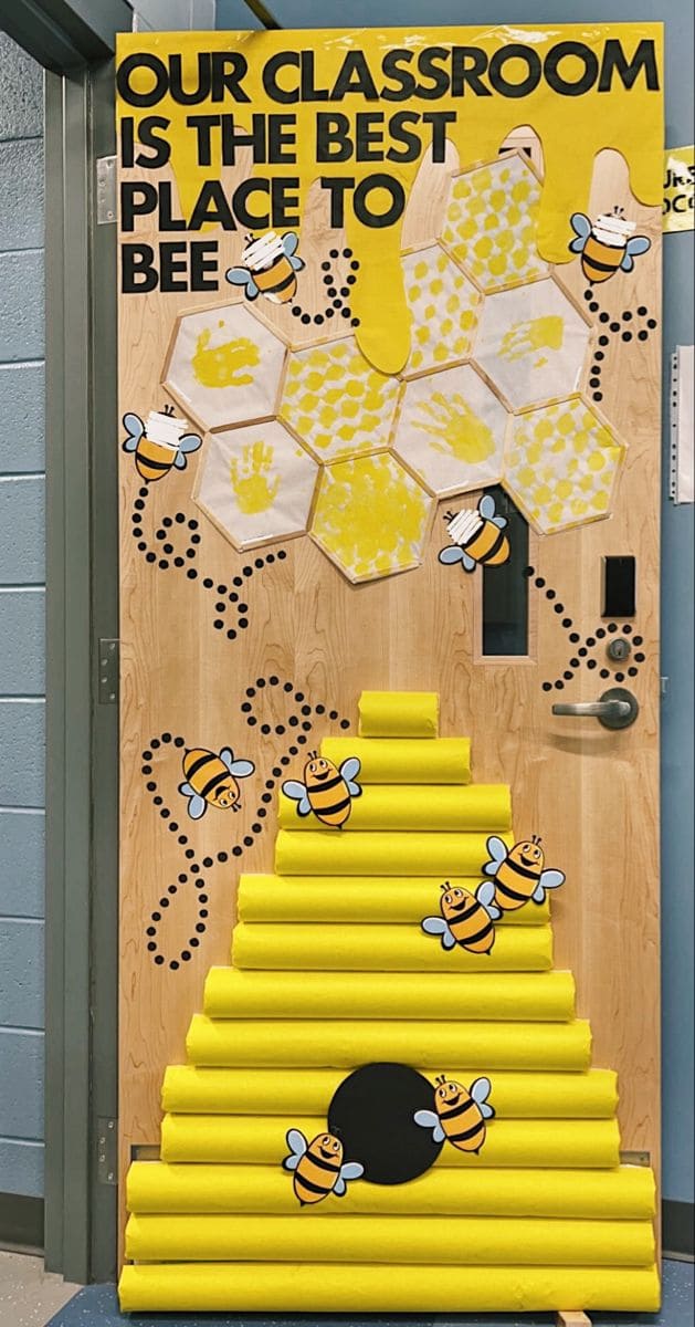 Charming Honeycomb Classroom Door Display