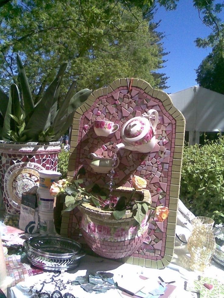 Charming Mosaic Tea Fountain Creation