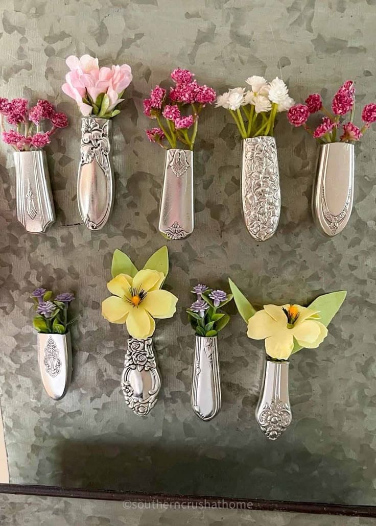 DIY Silver Spoon Handle Wall Vases