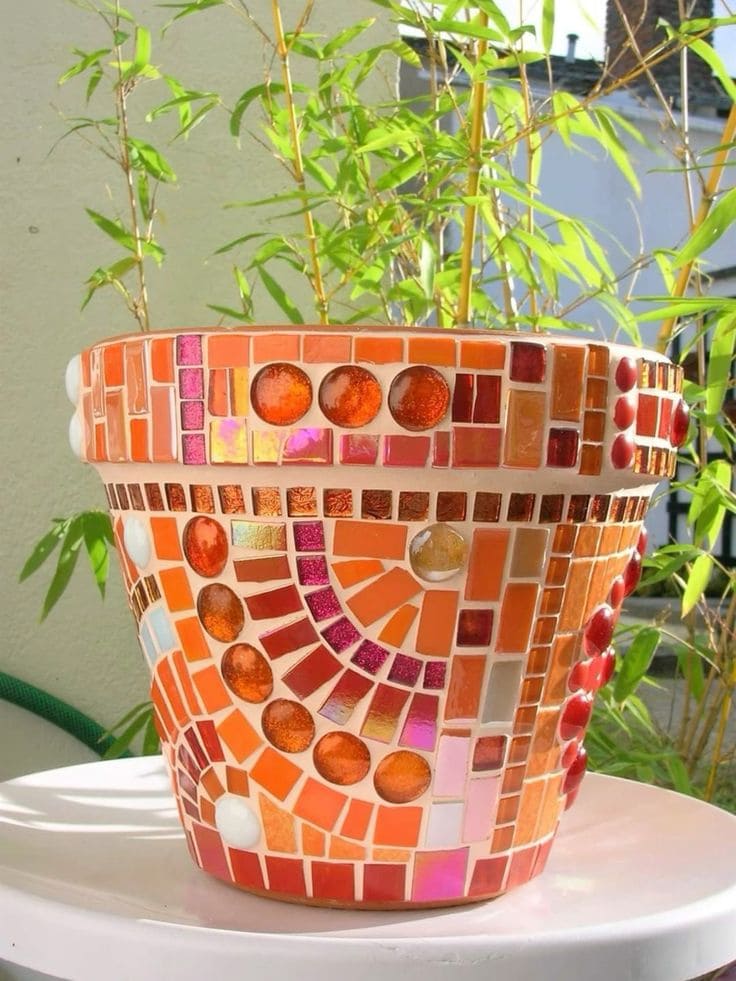 Vibrant Mosaic Planter Revamp Idea