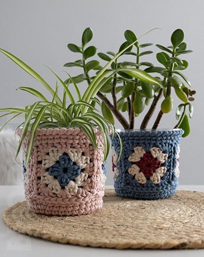 Crochet Granny Square Planter Covers