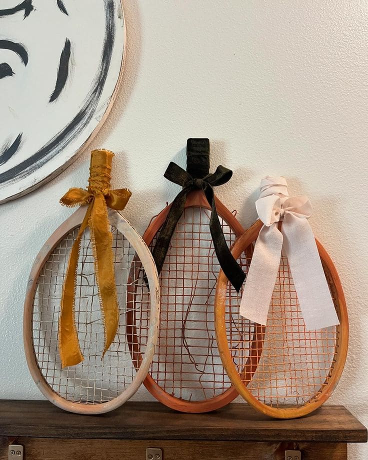 Charming Ribbon-Wrapped Tennis Racket Decor