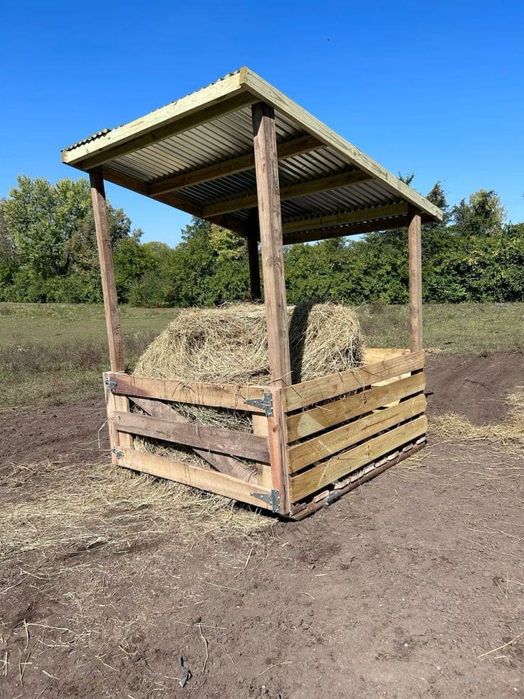 Roofed Wooden Hay Shelter