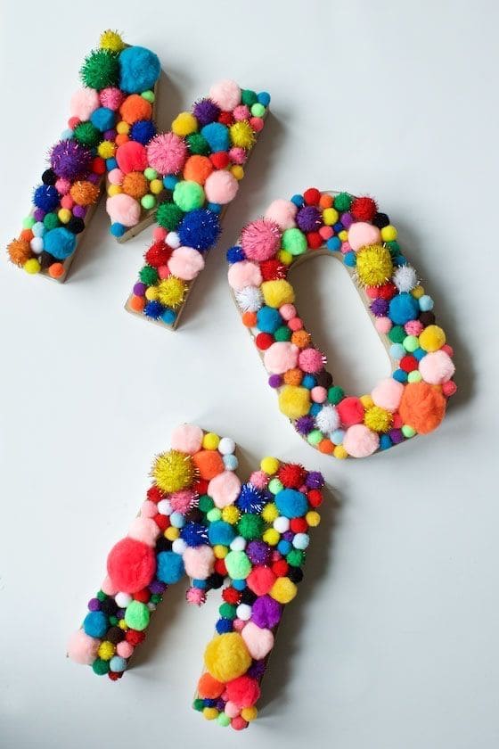 Vibrant Pom-Pom Letter Art for Mom