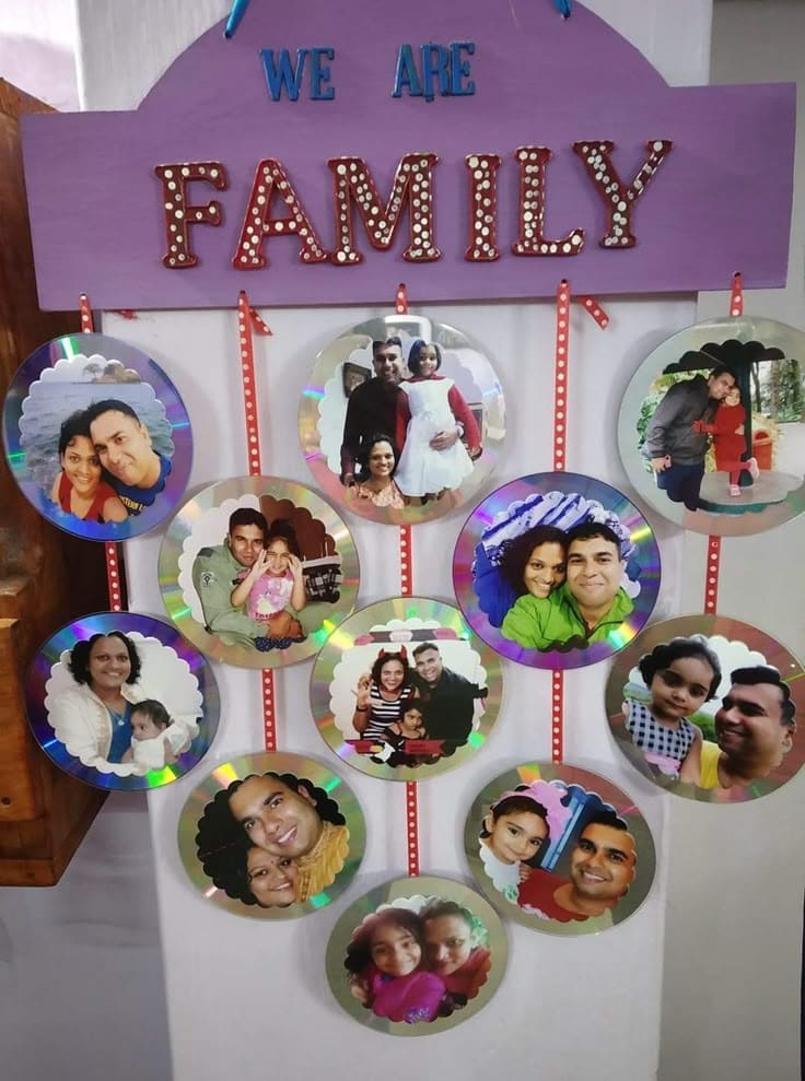 Upcycled CD Family Sparkle