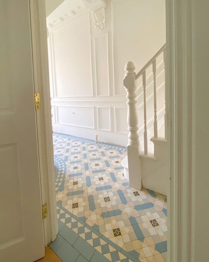 Victorian-Inspired Mosaic Tile Hallway