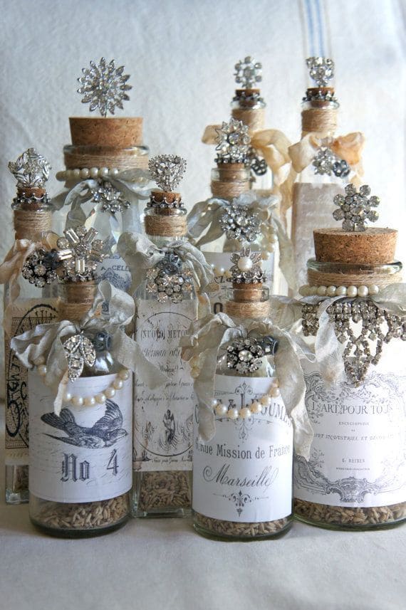 Vintage-Inspired Bottles with Jewelry Accents