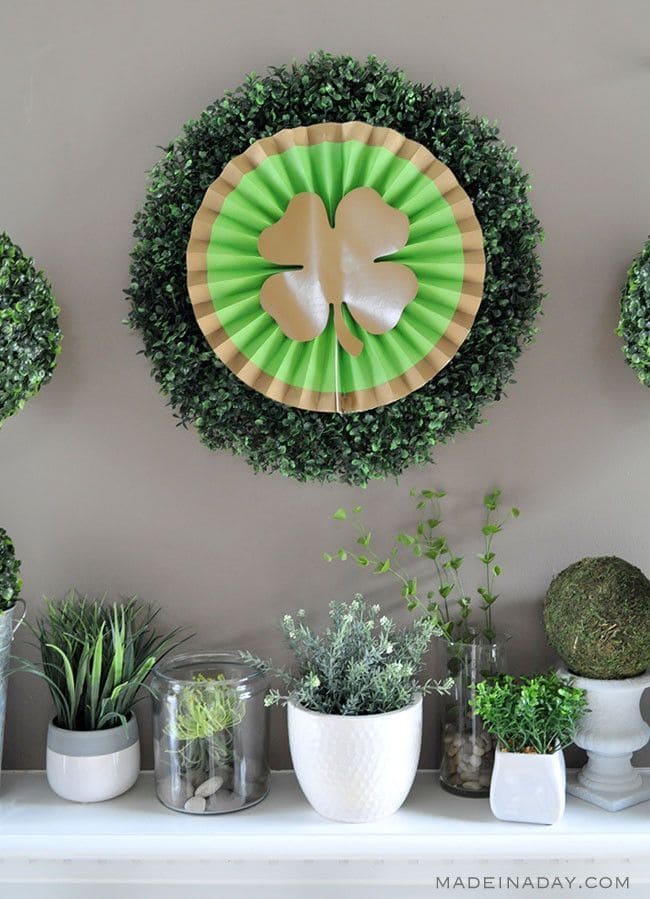Vibrant St. Patricks Day Wreath Wall Display