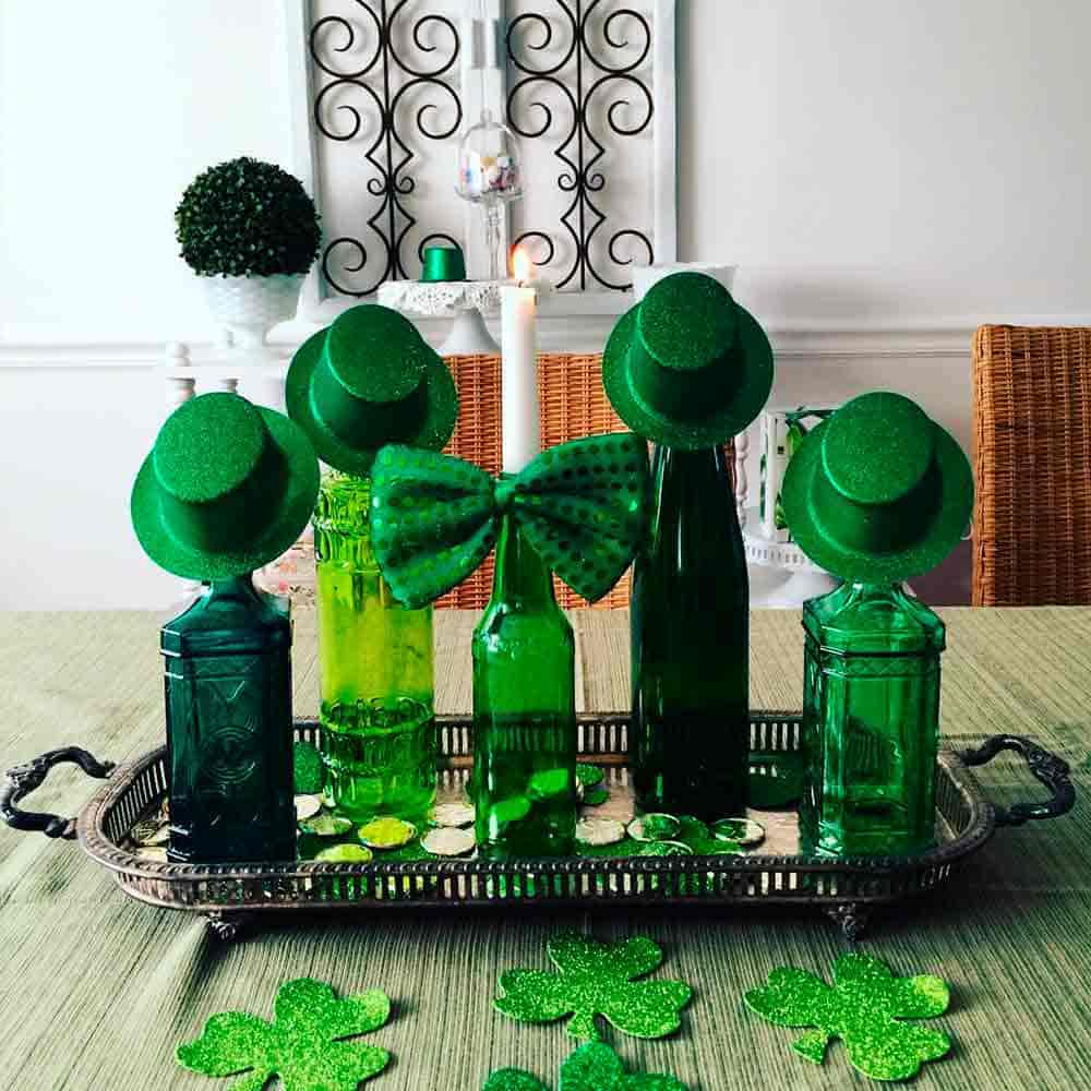 Charming Green Bottle Display for Irish Elegance
