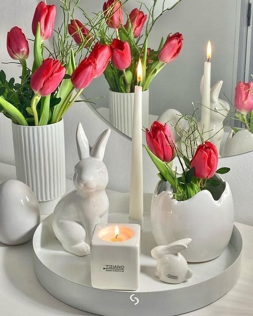 Graceful Tulip And Bunny Easter Display