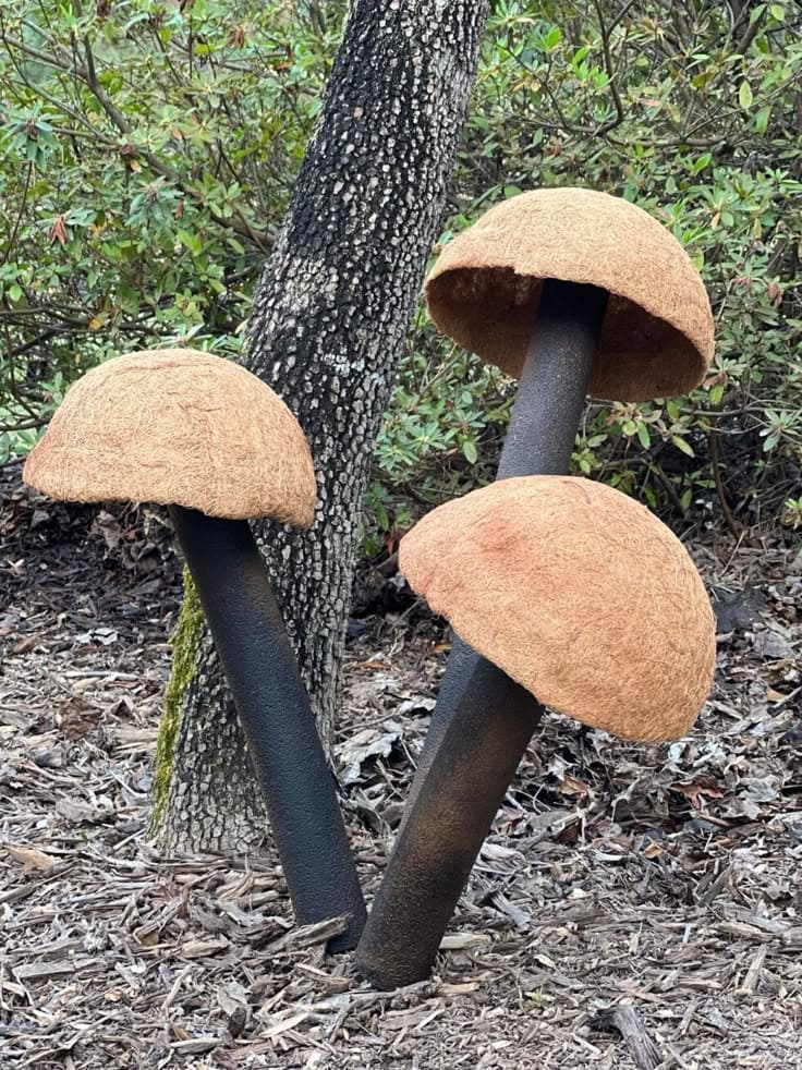 Rustic Coco-Fiber Garden Mushrooms