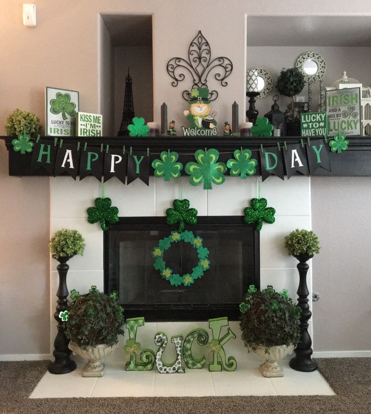 Charming St. Patricks Day Mantel Display Magic