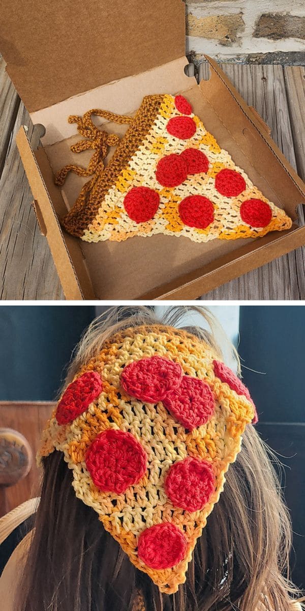 Crochet Pizza Slice Bandana