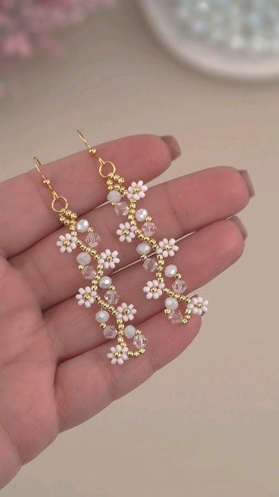 Delicate Floral Beaded Vine Earrings