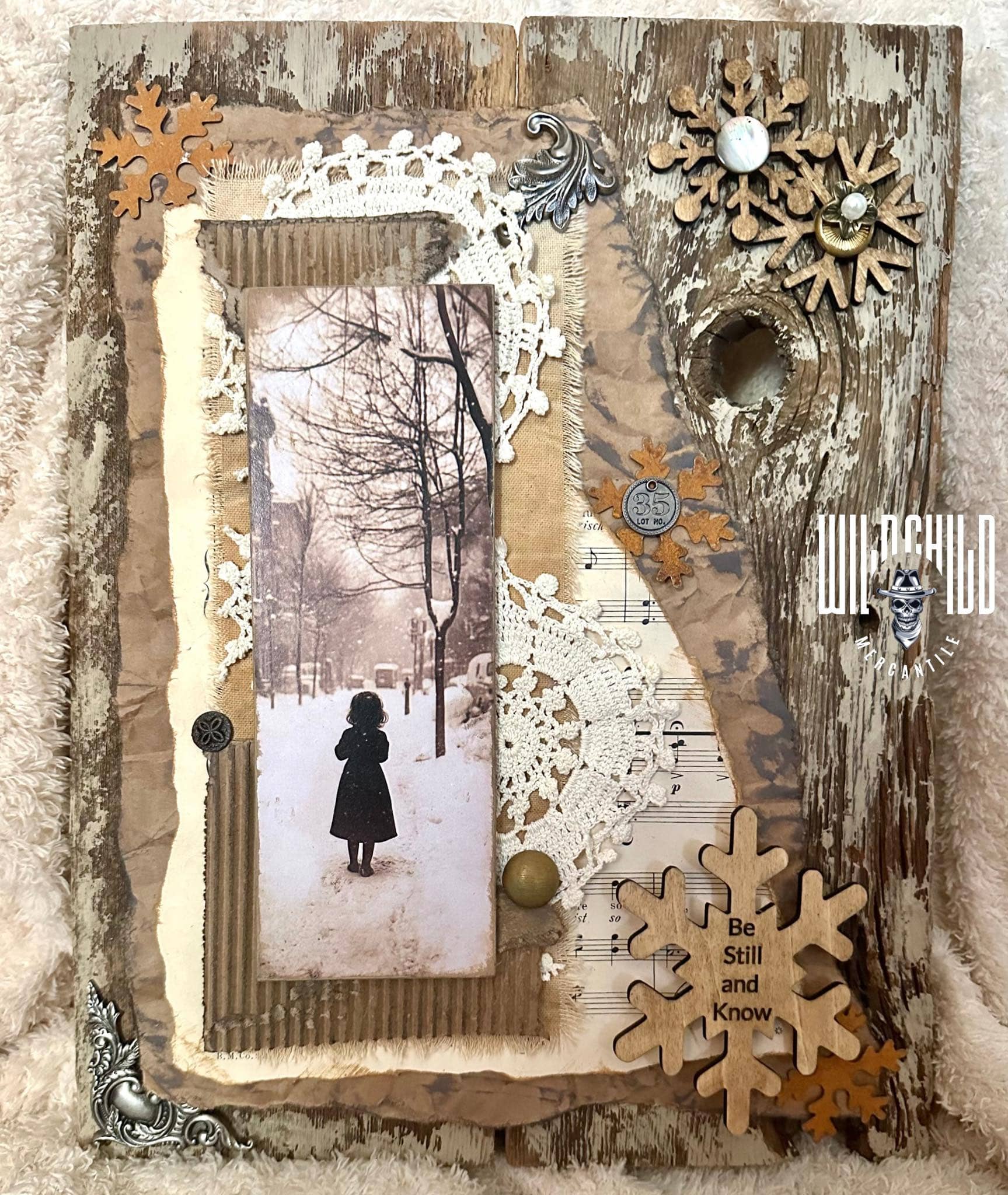 Winter Memories Collage on Rustic Wood