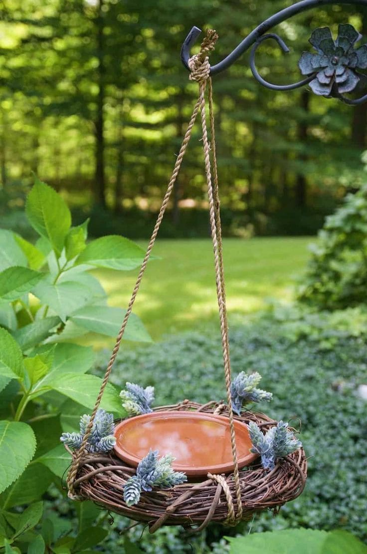 Rustic Hanging Grapevine Birdbath