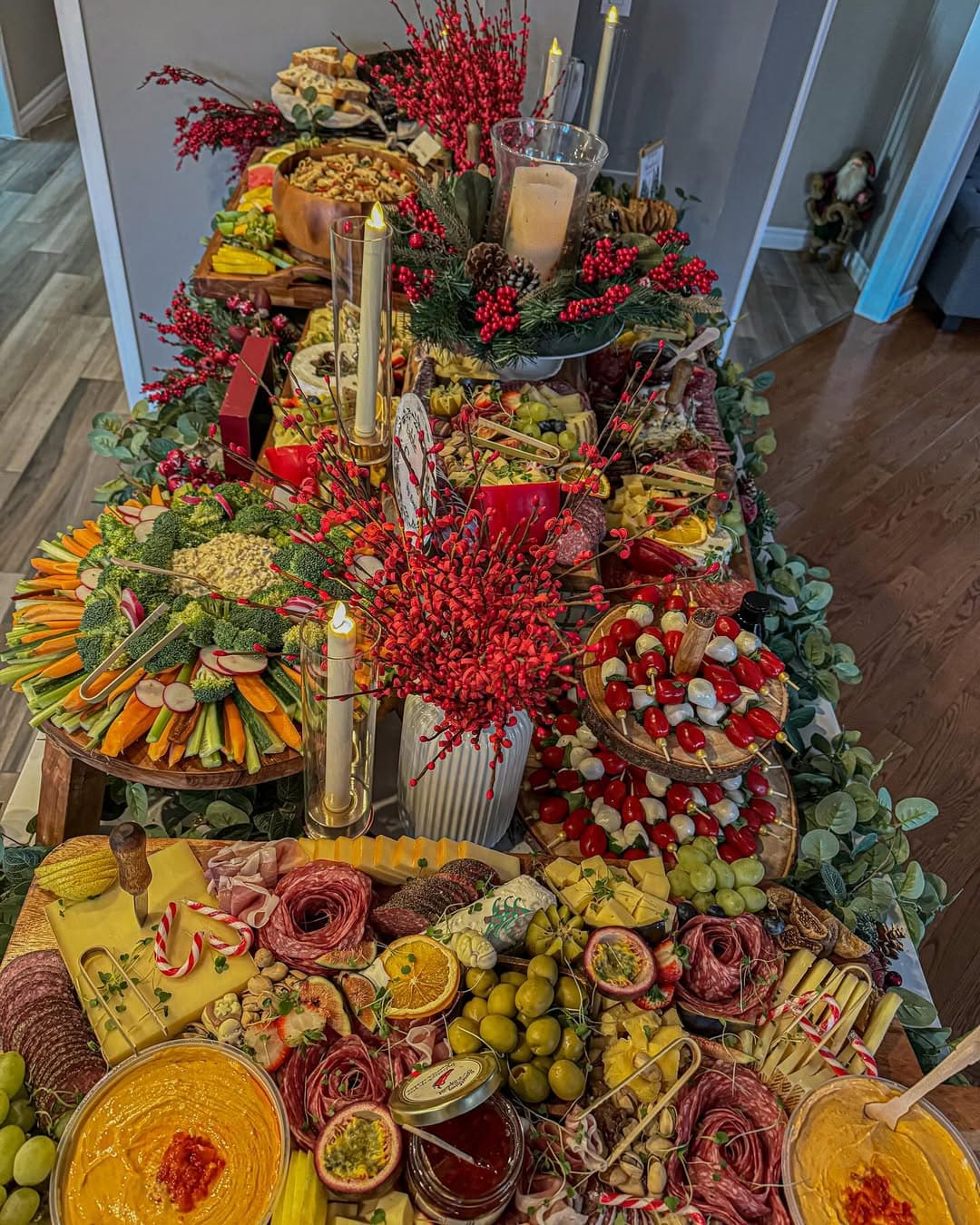 Festive Red and Gold Grazing Feast