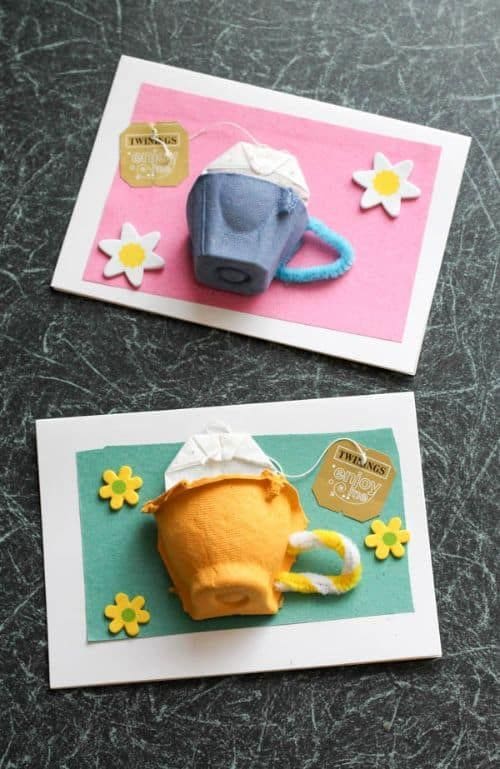 Charming Egg Carton Tea Cup Cards