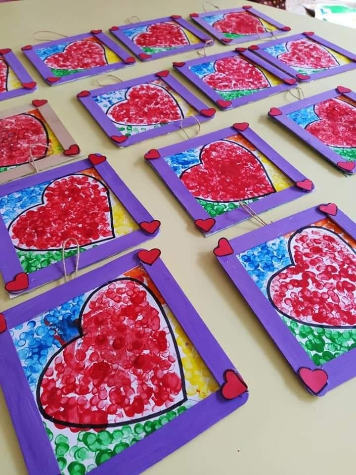 Colorful Heart Frame with Fingerprint Art
