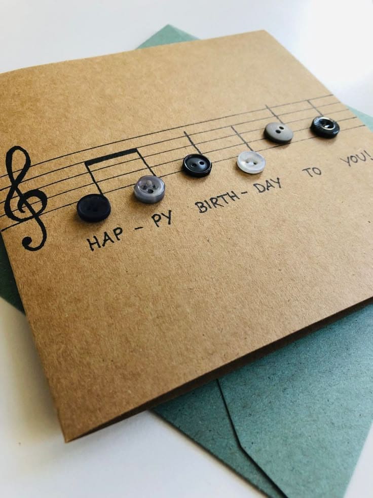 Melodic Button Music Birthday Card DIY