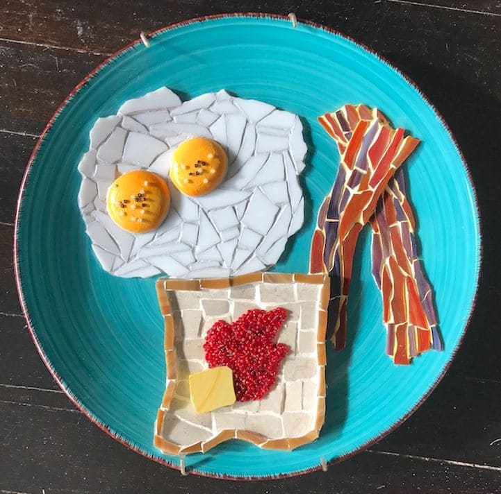 Whimsical Breakfast Mosaic Tile Art
