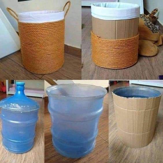 Creative Upcycled Rope and Cardboard Basket
