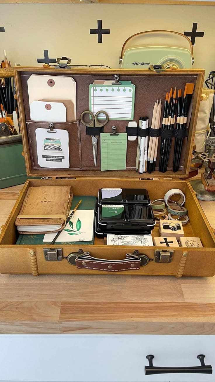 Organized Suitcase Art Studio